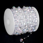 98FT Pearl Beads String Garland, 8mm 3mm Iridescent Faux Pearl Beads Roll Strand Bulk for Wedding Party Flower Christmas Decoration DIY Craft