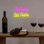 Wanxing LED Neon Sign for Wall Decor, Stop Thinking Start Drinking Neon Light, USB Powered Dimmable, 5V/2A, for Home, Party, Gift, Office, Bedroom, Bar, Man Cave