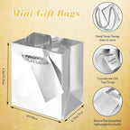 Sherr 100 Pack Mini Gift Bags Bulk, 4 x 2.75 x 4.5 Inches Paper Bags with Tags, Extra Small Paper Gift Boxes with Handles for Birthday, Party Favors, Weddings, Small Business(Silver)