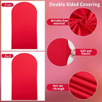 6FT Red Arch Cover - Polyester Fitted Wedding Arch Stand Covers Round Top Chiara Arch Backdrop Cover for Birthday Party Banquet Photo Background Decoration