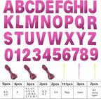 TaoBary 112 Pcs DIY Letter Kit Glitter Customizable Banner Letters Include 107 Letters and Numbers 3 Rope and 2 Needles for Birthday Halloween Christmas Wedding Valentine Party Decor(Bright Pink)
