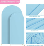 Fomcet Wedding Arch Cover 7.2FT, 6FT Dusty Blue Spandex Fitted Fabric Arch Backdrop Covers 2 Set for Round Top Chiara Arched Backdrop Stand Cover for Wedding Birthday Party Baby Shower Decor