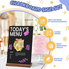 29 Pcs Chalkboard Sign Set, 7.9" x 5.1" Desktop Board Sign with Wood Base, 4" x 3" Mini Chalkboard Signs, Place Cards, Menu, Message Board, for Shop, Weddings, Parties and Event Decoration