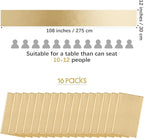 Aneco 16 Pack Satin Table Runner 12 x 108 Inch Champagne Long Wedding Satin Silk Table Runner for Wedding Banquet Graduations Birthday Party Decoration