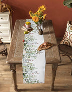 Botanical Eucalyptus Cotton Linen Table Runner for Dining Kitchen, Wedding Outdoor Party Tablerunners Decoration, Sage Green Leaves Elegant Floral Dresser Scarf Coffee Tablecloth Runners 13x120 Inches