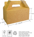 PandaPandaPPS 50 Pack Brown Gable Boxes (8.25"×5"×4") for Foods, Gifts and Party Favors, Treat Boxes Candy Cookie Snack Goodie Gift Boxes for Birthday, Wedding, Baby Shower