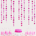 Hot Pink Party Decorations Circle Dots Garland Metallic Rose Pink Hanging Paper Polka Dots Streamer for Bachelorette Birthday Engagement Wedding Bridal Shower Anniversary Baby Shower Party Supplies