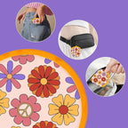 4 Styles Retro Hippie Round Foldable Hand Fan Japanese Foldable Fan Style Handheld Compact Cooling Fans,Round Folding Fan for Outdoor Games,Xmas Decoration,Festival,Party Favors,Travel,Events