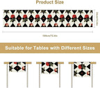 Vintage Rose Table Runner, Red Rose Hearts Black White Checkered Background Table Runner for Kitchen Dinning Table Runner Decor Home Wedding Party Holiday, 13x120 Inch