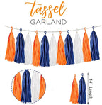 15PCS Navy Blue Orange White DIY Party Tassel Garland Paper Banner Streamer Backdrop for Graduation Astros Birthday Wedding Baby Shower Nursery Classroom Garland Tassel Hanging Decoration