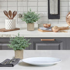 2 Pack Small Fake Plants, Artificial Eucalyptus with Gray Paper Pulp Pots, Small Potted Faux Greenery for Home Decor Indoor, Bathroom, Shelf, Office, Desk, Farmhouse Room Decoration