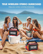 Speakers Bluetooth Wireless: 80W(Peak) Loud Speaker with Bass, 20H Playtime, IPX6 Waterproof, Large Jobsite Speakers for Work, Outdoor, Workshop, Garage, Portable Speaker with TWS (Red)