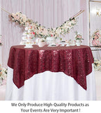 ShinyBeauty Sequin Tablecloth Burgundy 72x72-Inch Square Tablecloth Sequin Table Cover Glitter Table Cloth 6ft for Parties Maroon Sparkly Linens for Wedding Bridal Shower Birthday Party