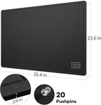 Bulletin Board, 36 x 24 inches Felt Board - Decorative Pin Board, Cork Board Alternative for Wall, 3' x 2' Foldable Picture Board Self-Adhesive Vision Board Prayer Board with 20 Pushpins - Black