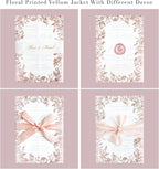 PONATIA 50 PCS Vellum Jackets for 5x7 Wedding Invitation Cards- 135gsm Floral Printed Vellum Sleeves, Invitation Cards Wraps (Rose Gold Foil)