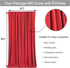 Outpain 30 ft x 8 ft Red Backdrop Curtain Panels, 6 Panels 5 ft x 8 ft Wrinkle Free Polyester Photography Backdrop Drapes, Wedding Party Home Decoration Supplies