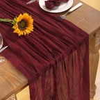 Burgundy Red Cheesecloth Table Runner Fall Table Runner Boho Gauze 120 Inches Red Cheese Cloth Fall Table Decorations for Thanksgiving Christmas Weddings Bridal Shower Candlelight