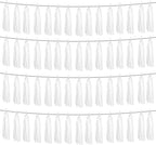4P White Foil Fringe Metallic Tassel Streamers Banner Tassel Garland for Parade Floats, Graduation, Wedding, Birthday, Halloween, Christmas, Bridal/Baby Shower Party Decorations