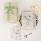 Ribbli Green Ribbon 1 Inch x 3 Rolls Total 24 Yards Ivory/Sage/Forest Green Handmade Fringe Chiffon Silk Ribbon for Wrapping Wedding Invitations Bridal Bouquets DIY Crafts Home Decor
