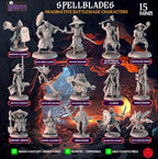 Wildspire Spellblades - Hero Player-Characters & NPC for DND Miniatures Unpainted Bulk 28mm-32mm Scale Dungeons & Dragons Minis D&D Figures Pathfinder DND Minis Accessories for Fantasy Tabletop Games