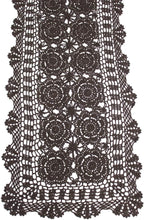 KEPSWET Cotton Handmade Crochet Lace Table Runner Dark Brown Rectangle Coffee Table Dresser Decor (14x60 inch)