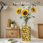 DomeStar 150PCS Fake Gold Ice, Acrylic Ice Fake Plastic Gold Nuggets Rocks Gems Marble Vases Fillers for Table Scatter Birthday Wedding Party Decoration