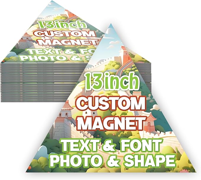 KETABAO – 13" Create Your Own Custom Refrigerator and Car Triangle Photo Magnets - Personalized Decorative Magnetic Frames