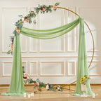 30" x 20Ft Wedding Arch Draping Fabric, 1 Panel Olive Green Sheer Curtain Drapes Extra Wide & Long Backdrop Curtains for Wedding Arch Ceremony Birthday Party Decorations