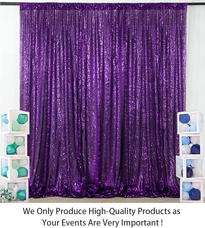ShinyBeauty Sequin Backdrop 8ftx10ft Royal Purple Sequin Fabric Drapes Sparkle Backdrops for Photoshoot Glitter Curtain for Birthday Party Background