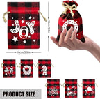 CCINEE 36Pcs Christmas Buffalo Plaid Drawstring Bags Red and Black Plaid Xmas Burlap Bag Reusable Treat Candy Bag Cotton Gift Bags with Drawstrings for Candy Wrapper Christmas Party Favors