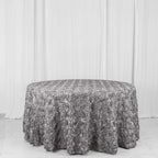 Efavormart 120" Wholesale Round Table Cover Silver Grandiose Rosette 3D Satin Tablecloth for Wedding Party Event Decoration