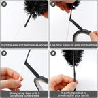 6 Sets Wedding Table Centerpiece Accessories Including 159 Pieces Natural Ostrich Feather Bulk Plastic Vases and Beads Necklaces for Wedding Home Party Centerpiece Supplies(Black, Red)