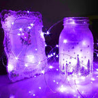 24 Pack LED Fairy Lights Battery Operated 7Ft 20Led Mini String Lights Waterproof Christmas for Mason Jars Bedroom DIY Party Wedding Christmas Decor Purple