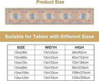 Boho Floral Vintage Table Runner, Orange Retro Flower Rustic Country Farmhouse Abstract Pattern for Home Kitchen Table Decor Dining Coffee Room Party Decor 13x72in