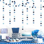 Light-Blue Navy-Dusty White Party-Decorations Garland - 52ft Baby Boy Shower Royal Paper Streamers Banner,Birthday Bridal Baby Shower Bachelorette Wedding Hanging Supplies Decor Hugfond