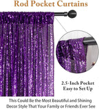 ShinyBeauty Purple 4FTx8FT Sequin Photo Backdrop Bridal Shower Photo Booth Backdrop Royal Purple Sequin Curtains 2 Panels