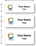 Custom Name Tags - Full Color Logo Name Tags - Scratch Resistant Metal Front & Hard Plastic Back (1.25 x 3 Inch, Gold)