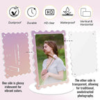 Acrylic Picture Frames 3 Pack 5x7 inch Scalloped Iridescent with Detachable Stand, Vertical and Horizontal Tabletop Display, Magnetic Photo Frames for Café/Home/Party/Wedding