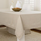 Solino Home Linen Natural Tablecloth 60 x 108 Inch - 100% Pure Linen Rectangular Tablecloth - Machine Washable Table Cloth for Fall, Autumn, Thanksgiving, Christmas, Holiday - Fete