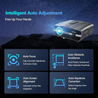 Ultra HD 4K Projector Auto Focus HDR WiFi6, Smart LED WiFi Bluetooth Projector 4K Daylight Home Cinema Movie Gaming 2300ANSI Ceiling Mounted Indoor Outdoor with Auto Keystone Zoom HDMI USB LAN Apps