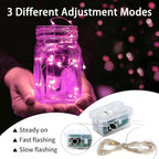 12 Pack Pink Fairy Lights 7Ft 20 LED Twinkle String Lights 3 Modes Battery Operated Waterproof Firefly Starry for Mason Jar Party Wedding Christmas Valentines Day Table Centerpieces