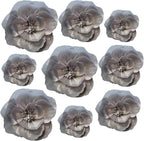 BRT Bearingshui Crepe Paper Flowers Decoration for Wall Total 9 Pcs, Artificial Flowers Backdrop for Wedding Decor Baby Bridal Shower Birthday Party, Silver 3D Wall Flowers Decor