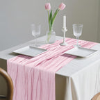 6 Pack Cheesecloth Table Runner 10Ft Christmas Gauze Boho Table Runners for Wedding Decor Bridal Shower Decorations Baby Shower Party(35" x 120")
