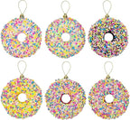 LANGXUN 6pcs Donut Candy Land 2025 Xmas Birthday Party Wedding Suppiles Decoration, Hanging Candy Cane Christmas Tree Décor, Christmas Decorative Hanging Ornaments Crafts