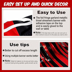 6 Pack 10 Ft Black and Red Foil Fringe Garland Metallic Streamers Tinsel Banner Wall Hanging Garland Backdrop for Parade Floats, Halloween, Christmas, Thanksgiving, New Year Party Decorations