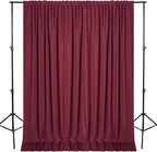 DWCN 10x7 FT Burgundy Backdrop Curtains for Parties, Photography Backdrop Drapes with Rod Pockets for Wedding Decorations Stage Birthday Family Gatherings, 2 Panels 5ft x 7ft