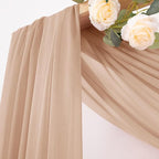 MLMC Nude Wedding Arch Draping Fabric 2 Panels 29" x 20 FT Extra Long Gauze Drapes Sheer Backdrop Curtains 6.6 Yards Outdoor Drapery Panels for Wedding Ceremony Party Ceiling Decoration