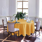 Biscaynebay Fall Tablecloth Textured Fabric Round Tablecloths 70", Fall Gold Thanksgiving Autumn Harvest Water Resistant Fabric Tablecloths for Kitchen, Dining, Wedding, Parties Machine Washable