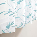 Sheer Curtains White-Blue 45 Inches Long Floral Embroidery Rod Pocket Voile Drapes for Living room, Bedroom, Window Treatments Semi Lace Outdoor Curtain Panels for Yard, Kitchen, Set of 2, 52"x 45".