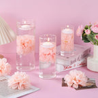 24 Pcs Floating Candles for Centerpieces and Floating Flowers for Centerpieces Pink Artificial Flowers Vase Fillers for Wedding Table Party Home Decoration